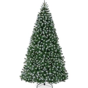 imageBest Choice Products Artificial Frosted Christmas Tree 6ft Premium Unlit Realistic Spruce Holiday Dcor wDense Branches Metal Base  Blue SpruceFrosted Green Spruce