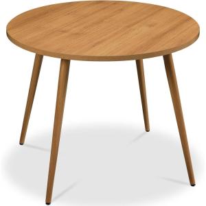 imageBest Choice Products Round 355in Dining Table for 4 wSturdy Wood Finish Steel Legs Mid Century Modern SpaceSaving Small Space Circle Dinette for Home Kitchen Apartment  Medium BrownPecan