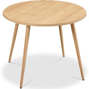 imageBest Choice Products Round 355in Dining Table for 4 wSturdy Wood Finish Steel Legs Mid Century Modern SpaceSaving Small Space Circle Dinette for Home Kitchen Apartment  Medium BrownNatural