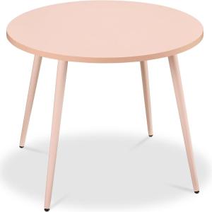 imageBest Choice Products Round 355in Dining Table for 4 wSturdy Wood Finish Steel Legs Mid Century Modern SpaceSaving Small Space Circle Dinette for Home Kitchen Apartment  Medium BrownPink