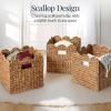 imageBest Choice Products 12 x 12in Scalloped Hyacinth Baskets Rustic Set Of 5 Multipurpose Collapsible Storage Organizer Handwoven Laundry Totes for Bedroom Living Room Shelves  Natural wWhite TrimChestnut