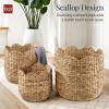 imageBest Choice Products 3pc Water Hyacinth Scalloped Multipurpose Nesting Baskets Storage Bin Organization Totes for Living Room Bedroom Nursery Laundry Room ChestnutNatural