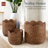 imageBest Choice Products 3pc Water Hyacinth Scalloped Multipurpose Nesting Baskets Storage Bin Organization Totes for Living Room Bedroom Nursery Laundry Room ChestnutChestnut