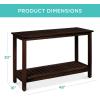 imageBest Choice Products 48in 2Shelf Eucalyptus Wooden Console Table Indoor Outdoor Multifunctional Buffet Bar Storage Organizer wFoot Sliders  NaturalEspresso