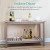 imageBest Choice Products 48in 2Shelf Eucalyptus Wooden Console Table Indoor Outdoor Multifunctional Buffet Bar Storage Organizer wFoot Sliders  NaturalGrey