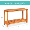 imageBest Choice Products 48in 2Shelf Eucalyptus Wooden Console Table Indoor Outdoor Multifunctional Buffet Bar Storage Organizer wFoot Sliders  NaturalNatural