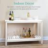 imageBest Choice Products 48in 2Shelf Eucalyptus Wooden Console Table Indoor Outdoor Multifunctional Buffet Bar Storage Organizer wFoot Sliders  NaturalWhite