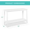 imageBest Choice Products 48in 2Shelf Eucalyptus Wooden Console Table Indoor Outdoor Multifunctional Buffet Bar Storage Organizer wFoot Sliders  NaturalWhite