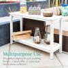 imageBest Choice Products 48in 2Shelf Eucalyptus Wooden Console Table Indoor Outdoor Multifunctional Buffet Bar Storage Organizer wFoot Sliders  NaturalWhite