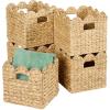 imageBest Choice Products 12 x 12in Scalloped Hyacinth Baskets Rustic Set Of 5 Multipurpose Collapsible Storage Organizer Handwoven Laundry Totes for Bedroom Living Room Shelves  Natural wWhite TrimNatural