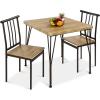 imageBest Choice Products 3Piece Dining Set Modern Dining Table Set Metal and Wood Square Dining Table for Kitchen Dining Room Dinette Breakfast Nook w 2 Chairs  GrayBrown