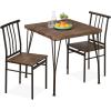 imageBest Choice Products 3Piece Dining Set Modern Dining Table Set Metal and Wood Square Dining Table for Kitchen Dining Room Dinette Breakfast Nook w 2 Chairs  GrayDark Brown