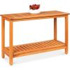 imageBest Choice Products 48in 2Shelf Eucalyptus Wooden Console Table Indoor Outdoor Multifunctional Buffet Bar Storage Organizer wFoot Sliders  NaturalNatural