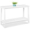 imageBest Choice Products 48in 2Shelf Eucalyptus Wooden Console Table Indoor Outdoor Multifunctional Buffet Bar Storage Organizer wFoot Sliders  NaturalWhite