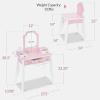 imageBest Choice Products Kids Wooden Pretend Play Vanity and Chair Set wMirror Little Girls Makeup Table for Toddlers with 3 Storage Drawers PinkPink