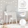 imageBest Choice Products Kids Wooden Pretend Play Vanity and Chair Set wMirror Little Girls Makeup Table for Toddlers with 3 Storage Drawers PinkWhite