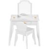 imageBest Choice Products Kids Wooden Pretend Play Vanity and Chair Set wMirror Little Girls Makeup Table for Toddlers with 3 Storage Drawers PinkWhite