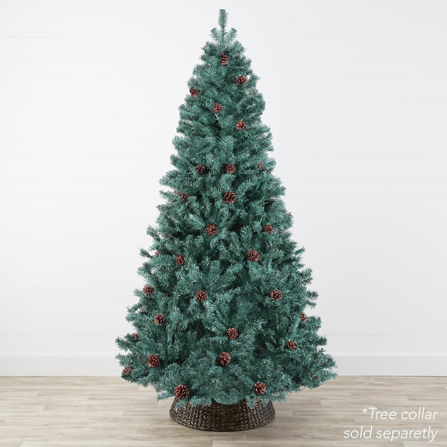 imageBest Choice Products 6ft PreDecorated Holiday Christmas Tree for Home Office Party w1000 Tips Partially Flocked Pinecones Base  Blue SpruceBlue Spruce