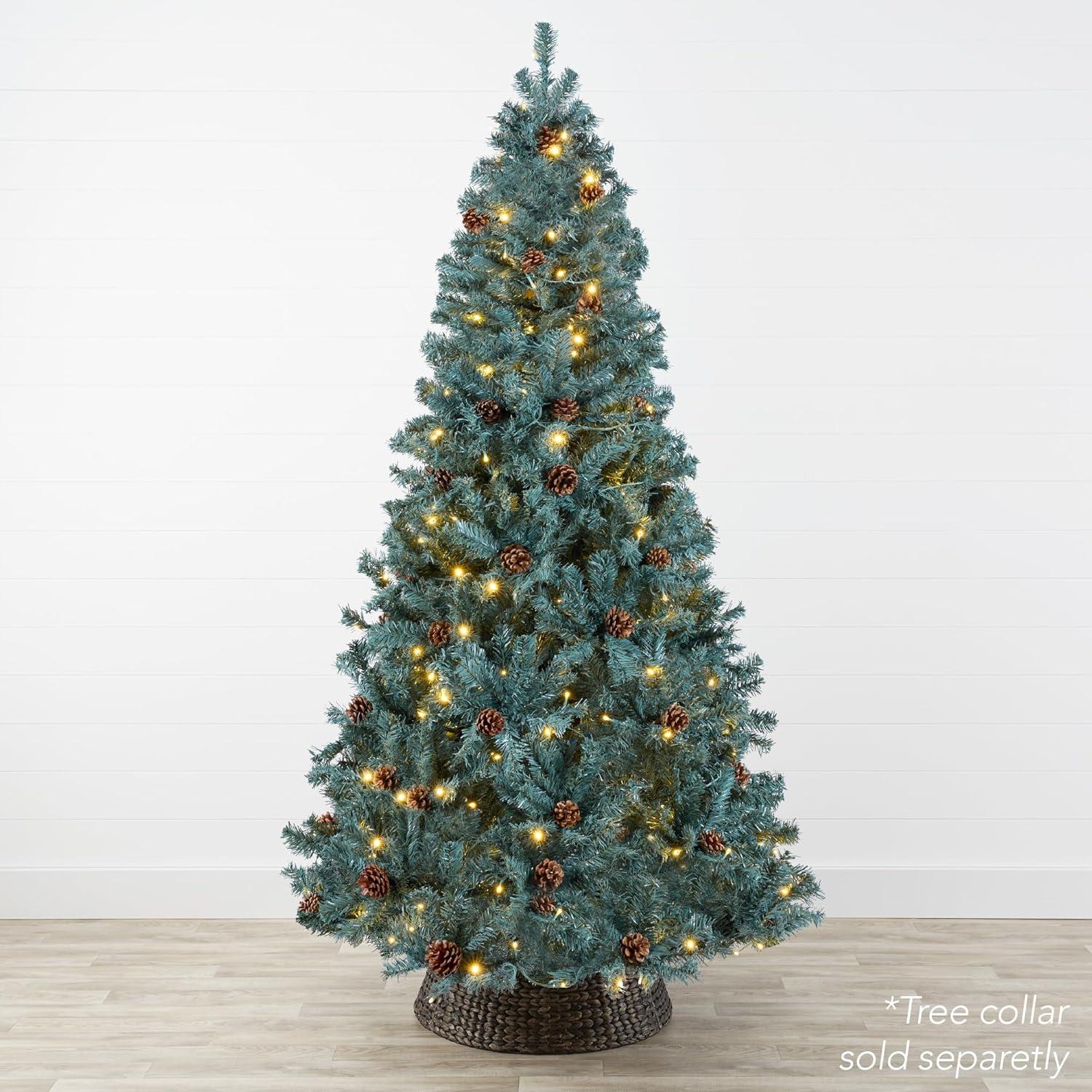 imageBest Choice Products 6ft PreLit PreDecorated Pine Artificial Christmas Tree w 1000 Tips 59 Pinecones 250 Lights Base  GreenBlue Spruce