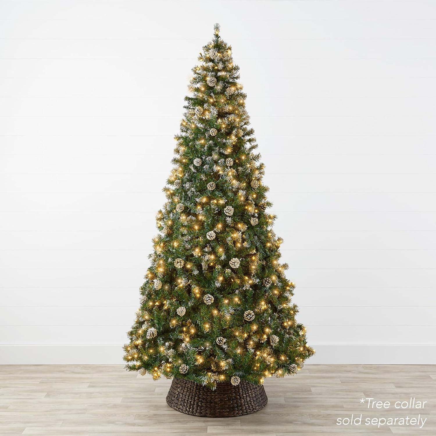 imageBest Choice Products 6ft PreLit PreDecorated Pine Artificial Christmas Tree w 1000 Tips 59 Pinecones 250 Lights Base  GreenFlocked Green