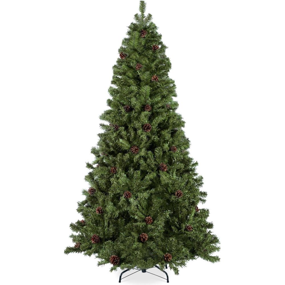imageBest Choice Products 6ft PreDecorated Holiday Christmas Tree for Home Office Party w1000 Tips Partially Flocked Pinecones Base  Blue SpruceGreen