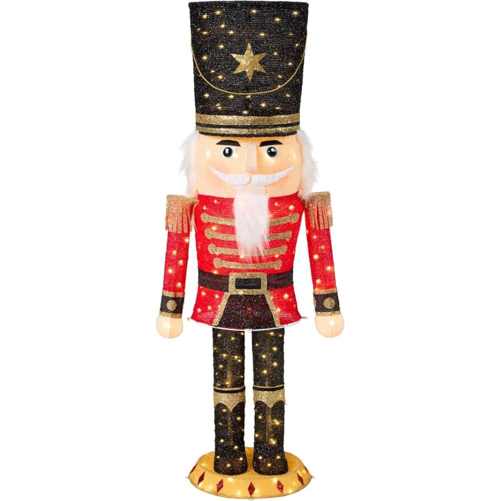 imageBest Choice Products Christmas Nutcracker 5ft Pop Up Lighted Large Holiday 3D Yard Decoration w 150 PreLit Twinkling LED Lights for Outdoor Indoor  RedBlack