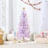 imageBest Choice Products 4ft Prelit Christmas Tree Artificial Mini Tree Perfect for Kids Apartments Bedroom with Twinkling LED Lights  Green SpruceLavender