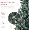 imageBest Choice Products 6ft PreDecorated Holiday Christmas Tree for Home Office Party w1000 Tips Partially Flocked Pinecones Base  Blue SpruceFlocked Blue Spruce