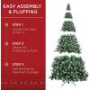 imageBest Choice Products 6ft PreDecorated Holiday Christmas Tree for Home Office Party w1000 Tips Partially Flocked Pinecones Base  Blue SpruceFlocked Green