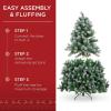 imageBest Choice Products 6ft PreDecorated Holiday Christmas Tree for Home Office Party w1000 Tips Partially Flocked Pinecones Base  Blue SpruceFlocked Green