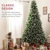 imageBest Choice Products 6ft PreDecorated Holiday Christmas Tree for Home Office Party w1000 Tips Partially Flocked Pinecones Base  Blue SpruceFlocked Green