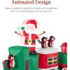 imageBest Choice Products 85 x 5ft Lighted Inflatable Christmas Train ampamp Animated Santa Large Outdoor Holiday Decor wLED Lights Penguins Candy Cane Wheels Gifts