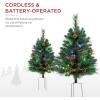 imageBest Choice Products Set of 2 245in Outdoor Flocked Scotch Pine Pathway Christmas Trees Battery Operated PreLit Holiday Dcor wLED LightsGreen