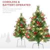 imageBest Choice Products Set of 2 245in Outdoor Flocked Scotch Pine Pathway Christmas Trees Battery Operated PreLit Holiday Dcor wLED LightsGreen WBerries