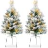 imageBest Choice Products Set of 2 245in Outdoor Flocked Scotch Pine Pathway Christmas Trees Battery Operated PreLit Holiday Dcor wLED LightsFlocked