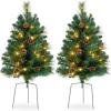 imageBest Choice Products Set of 2 245in Outdoor Flocked Scotch Pine Pathway Christmas Trees Battery Operated PreLit Holiday Dcor wLED LightsGreen