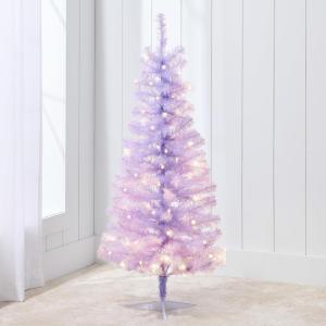 imageBest Choice Products 4ft Prelit Christmas Tree Artificial Mini Tree Perfect for Kids Apartments Bedroom with Twinkling LED Lights  Green SpruceLavender