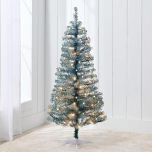 imageBest Choice Products 4ft Prelit Christmas Tree Artificial Mini Tree Perfect for Kids Apartments Bedroom with Twinkling LED Lights  Green SprucePeacock Blue