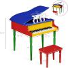 imageBest Choice Products Kids Classic Wooden 30Key Mini Grand Piano Musical Instrument Toy w Piano Lid Bench Foldable Music Rack Song Book Note Stickers Enamel Finish  BlackMultiColor