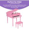 imageBest Choice Products Kids Classic Wooden 30Key Mini Grand Piano Musical Instrument Toy w Piano Lid Bench Foldable Music Rack Song Book Note Stickers Enamel Finish  BlackPink