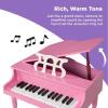 imageBest Choice Products Kids Classic Wooden 30Key Mini Grand Piano Musical Instrument Toy w Piano Lid Bench Foldable Music Rack Song Book Note Stickers Enamel Finish  BlackPink