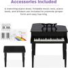imageBest Choice Products Kids Classic Wooden 30Key Mini Grand Piano Musical Instrument Toy w Piano Lid Bench Foldable Music Rack Song Book Note Stickers Enamel Finish  BlackBlack