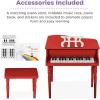 imageBest Choice Products Kids Classic Wooden 30Key Mini Grand Piano Musical Instrument Toy w Piano Lid Bench Foldable Music Rack Song Book Note Stickers Enamel Finish  BlackRed