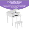 imageBest Choice Products Kids Classic Wooden 30Key Mini Grand Piano Musical Instrument Toy w Piano Lid Bench Foldable Music Rack Song Book Note Stickers Enamel Finish  BlackWhite
