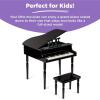 imageBest Choice Products Kids Classic Wooden 30Key Mini Grand Piano Musical Instrument Toy w Piano Lid Bench Foldable Music Rack Song Book Note Stickers Enamel Finish  BlackBlack