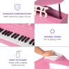 imageBest Choice Products Kids Classic Wooden 30Key Mini Grand Piano Musical Instrument Toy w Piano Lid Bench Foldable Music Rack Song Book Note Stickers Enamel Finish  BlackPink