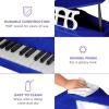 imageBest Choice Products Kids Classic Wooden 30Key Mini Grand Piano Musical Instrument Toy w Piano Lid Bench Foldable Music Rack Song Book Note Stickers Enamel Finish  BlackDark Blue