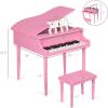 imageBest Choice Products Kids Classic Wooden 30Key Mini Grand Piano Musical Instrument Toy w Piano Lid Bench Foldable Music Rack Song Book Note Stickers Enamel Finish  BlackPink
