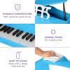 imageBest Choice Products Kids Classic Wooden 30Key Mini Grand Piano Musical Instrument Toy w Piano Lid Bench Foldable Music Rack Song Book Note Stickers Enamel Finish  BlackLight Blue