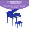 imageBest Choice Products Kids Classic Wooden 30Key Mini Grand Piano Musical Instrument Toy w Piano Lid Bench Foldable Music Rack Song Book Note Stickers Enamel Finish  BlackDark Blue